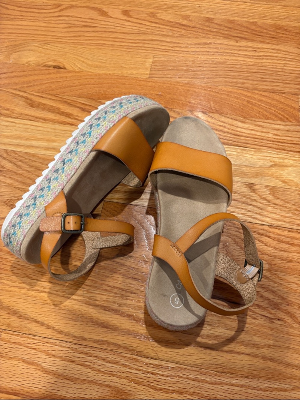 Girls Tan Espadrille Platform Sandals